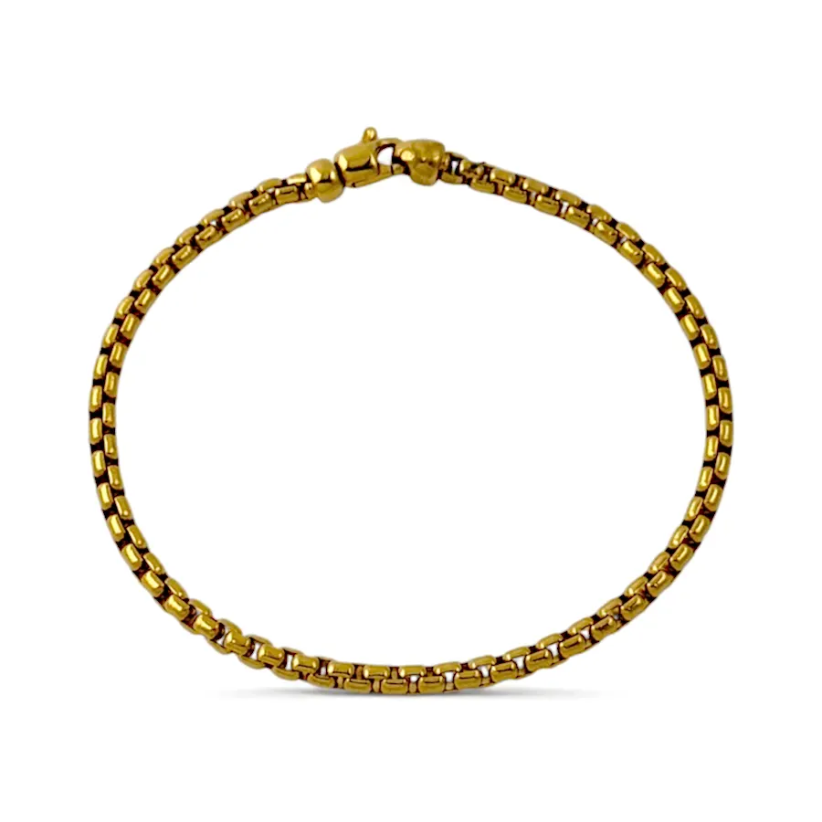 10k Gold x Rounded 4mm Square Rolo Link Bracelet - Kingdom Jewelry
