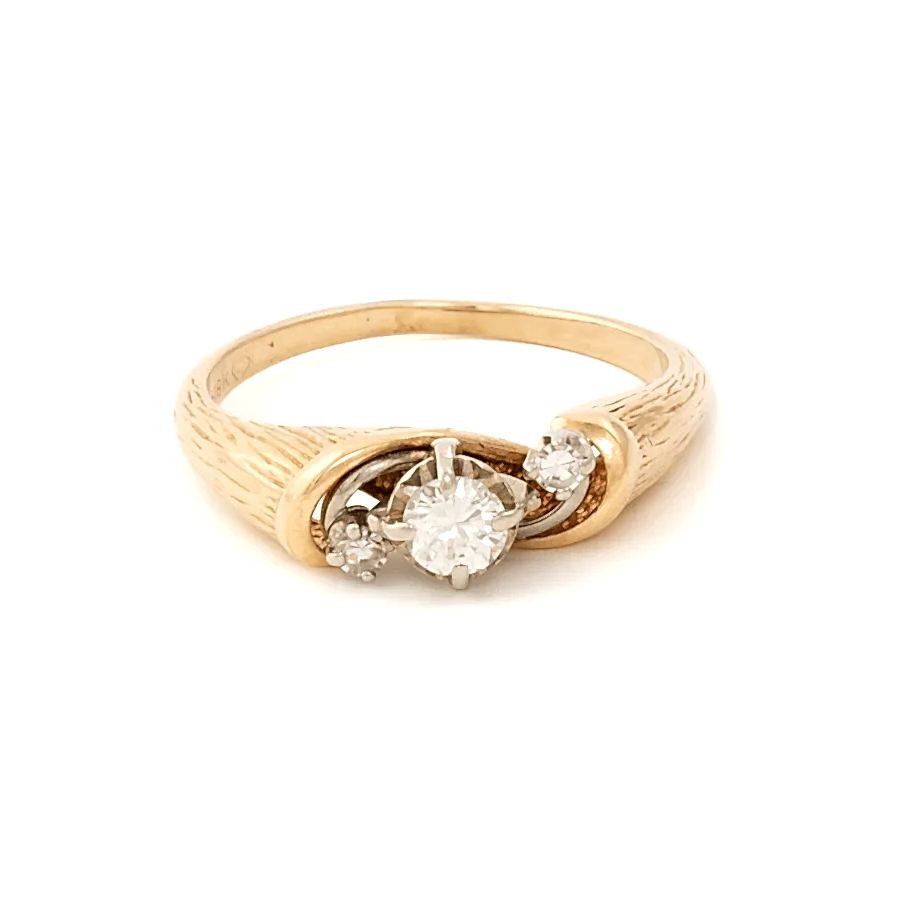 14k & 18k Gold x Vintage Woodgrain Engagement Ring - Kingdom Jewelry