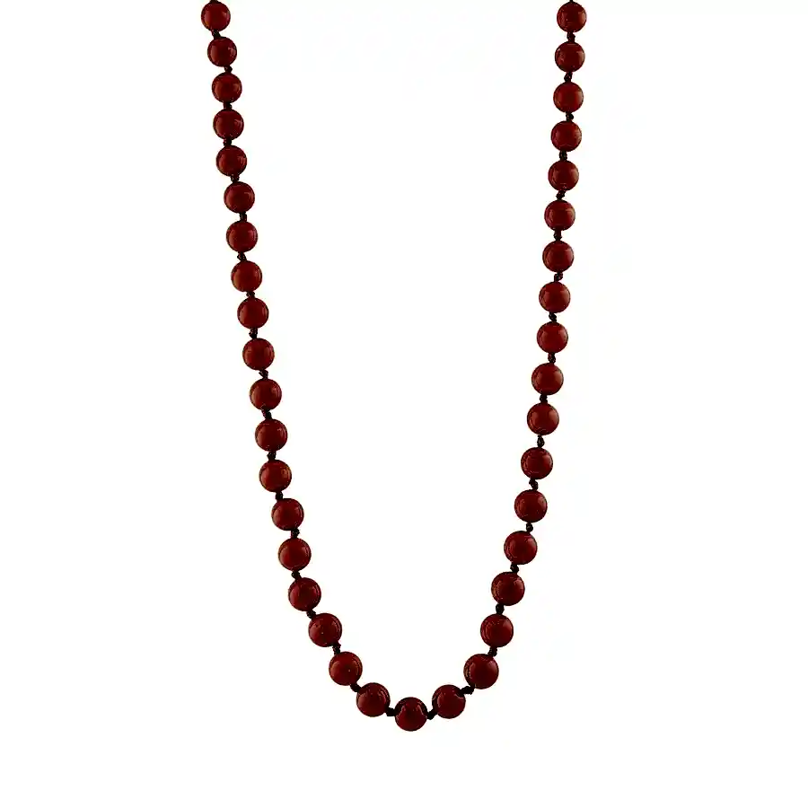 14k Gold Clasp x 21" Italian Red Coral Beaded Necklace - Kingdom Jewelry