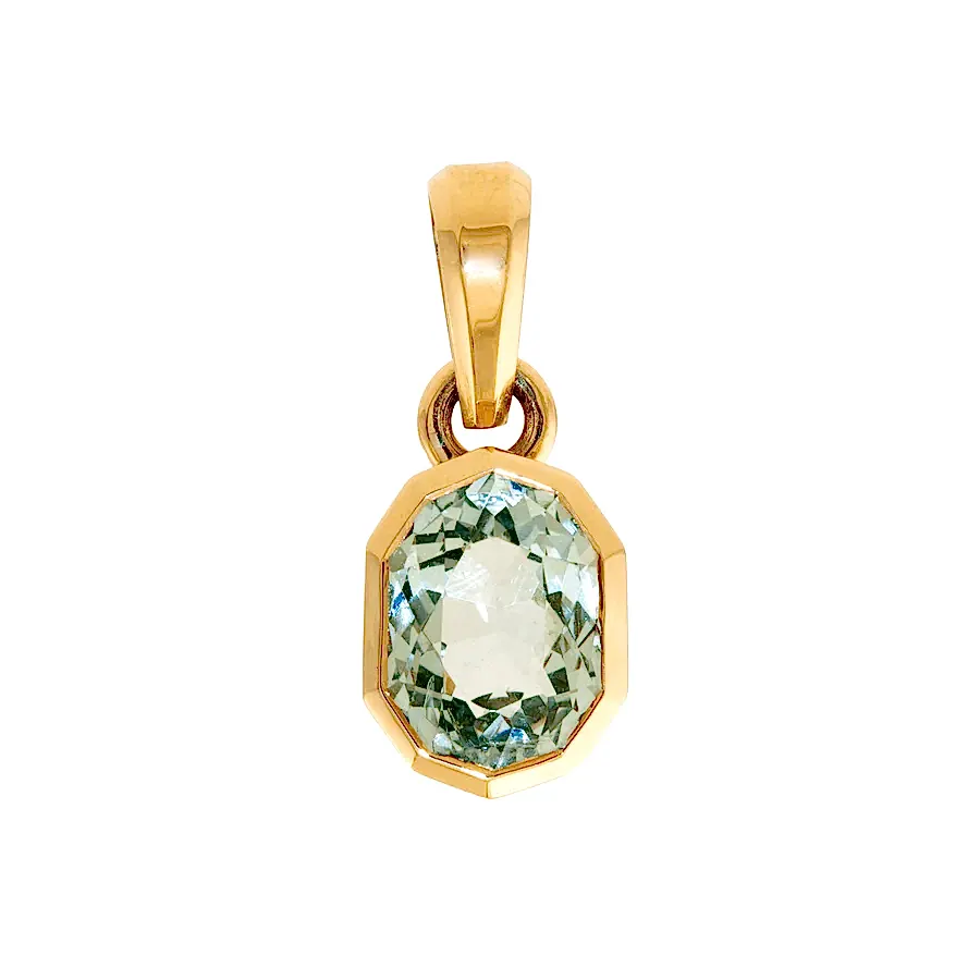 14k Gold x 2.05ct Aquamarine Geo - Cut Pendant - Kingdom Jewelry