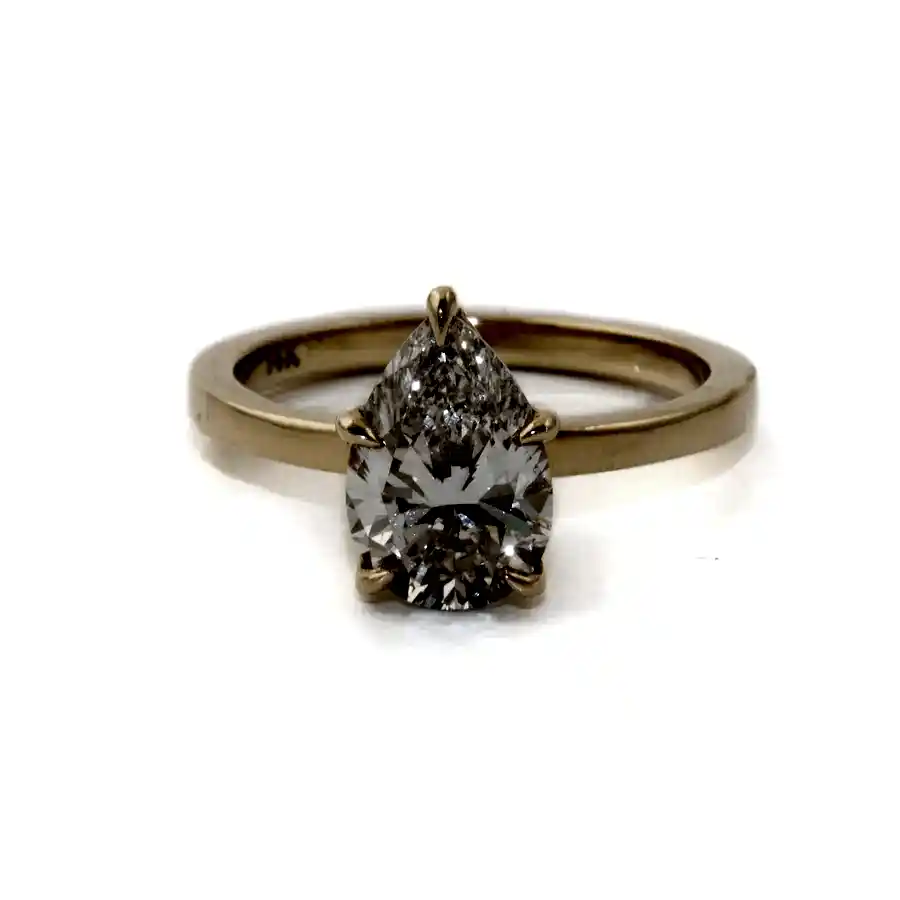 14k Gold x 2ct VS2 G Pear - Cut Lab Diamond Pear Ring - Kingdom Jewelry