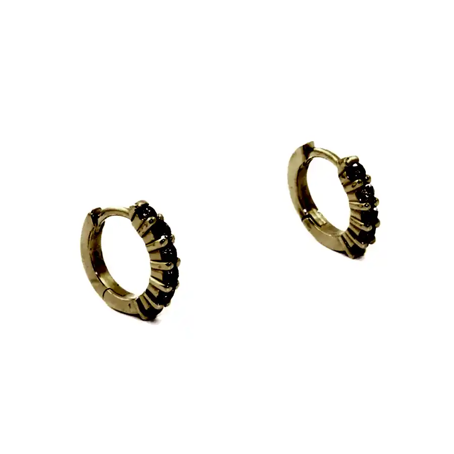 14k Gold x 2mm Peach Padparadscha Sapphire Huggies Hoop Earrings - Kingdom Jewelry