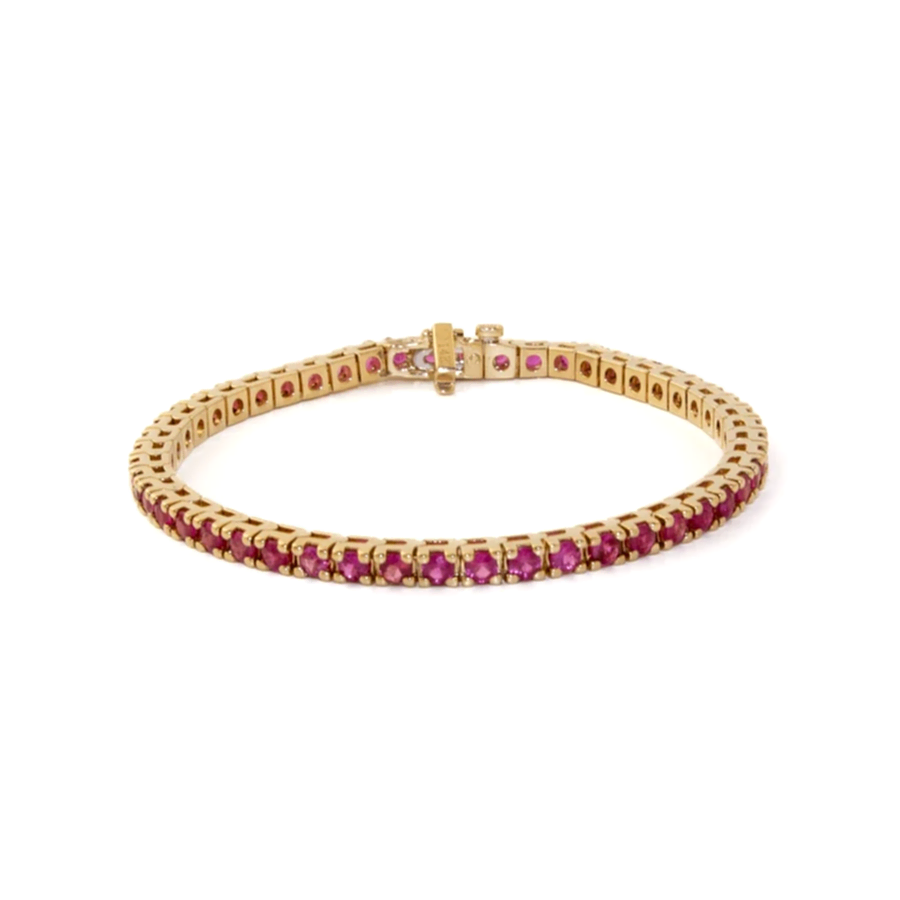 14k Gold x 3mm 6.5ct Fuchsia Sapphire Tennis Bracelet - Kingdom Jewelry