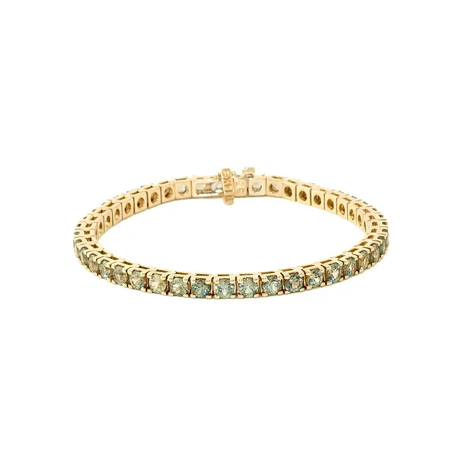 14k Gold x 4mm 8ct Mint Sapphire Tennis Bracelet - Kingdom Jewelry