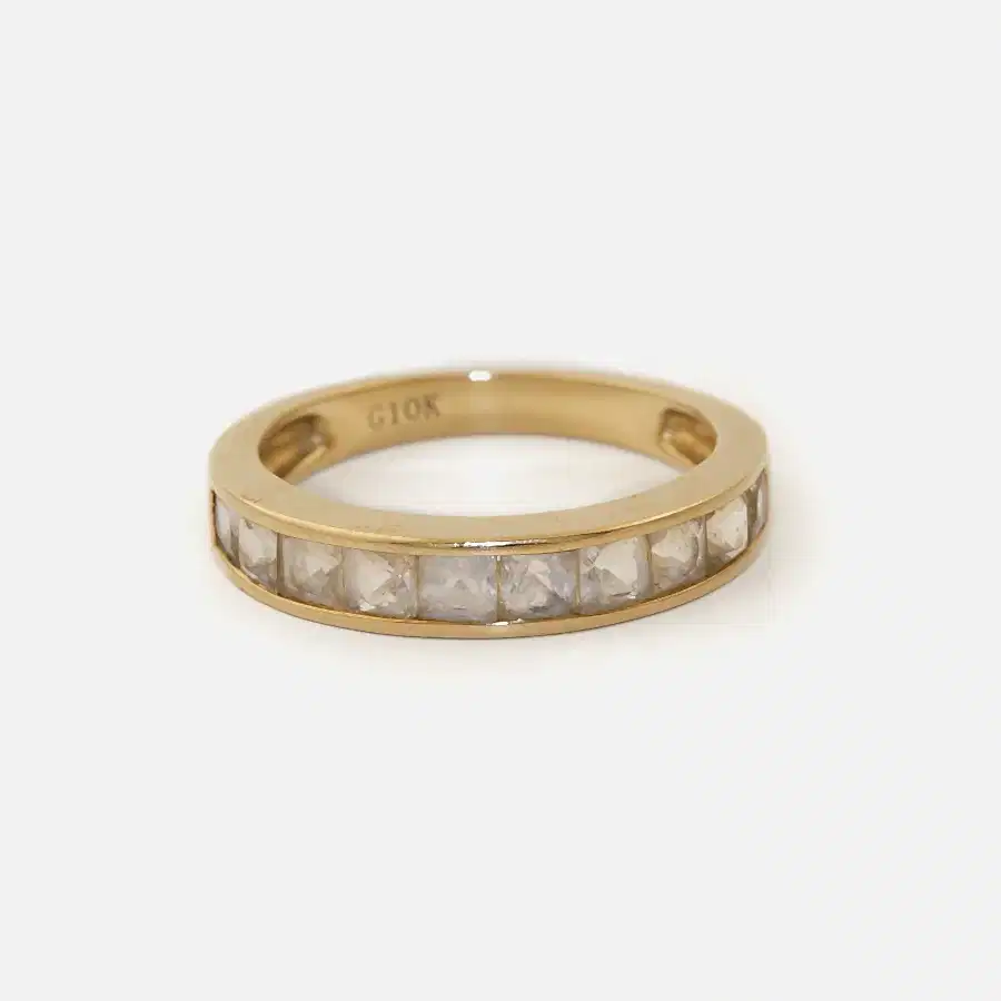 14k Gold x 4mm Channel - Set Moonstone Band - Kingdom Jewelry