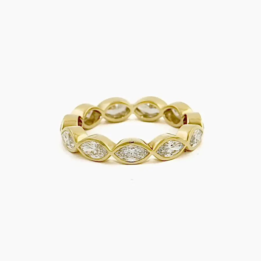 14k Gold x 4mm Marquise Lab Diamond Infinity Band (HRZ) - Kingdom Jewelry