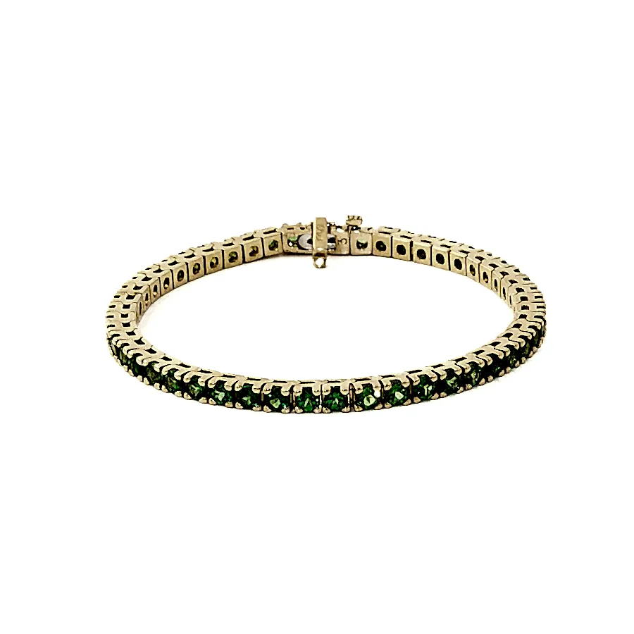 14k Gold x 4mm Prong-Set 7ct Tsavorite Tennis Bracelet - Kingdom Jewelry