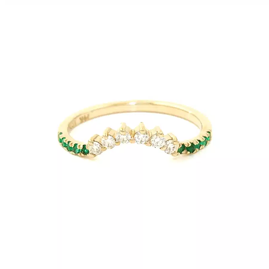 14k Gold x 5mm Diamond & Emerald Contour Tiara Band - Kingdom Jewelry
