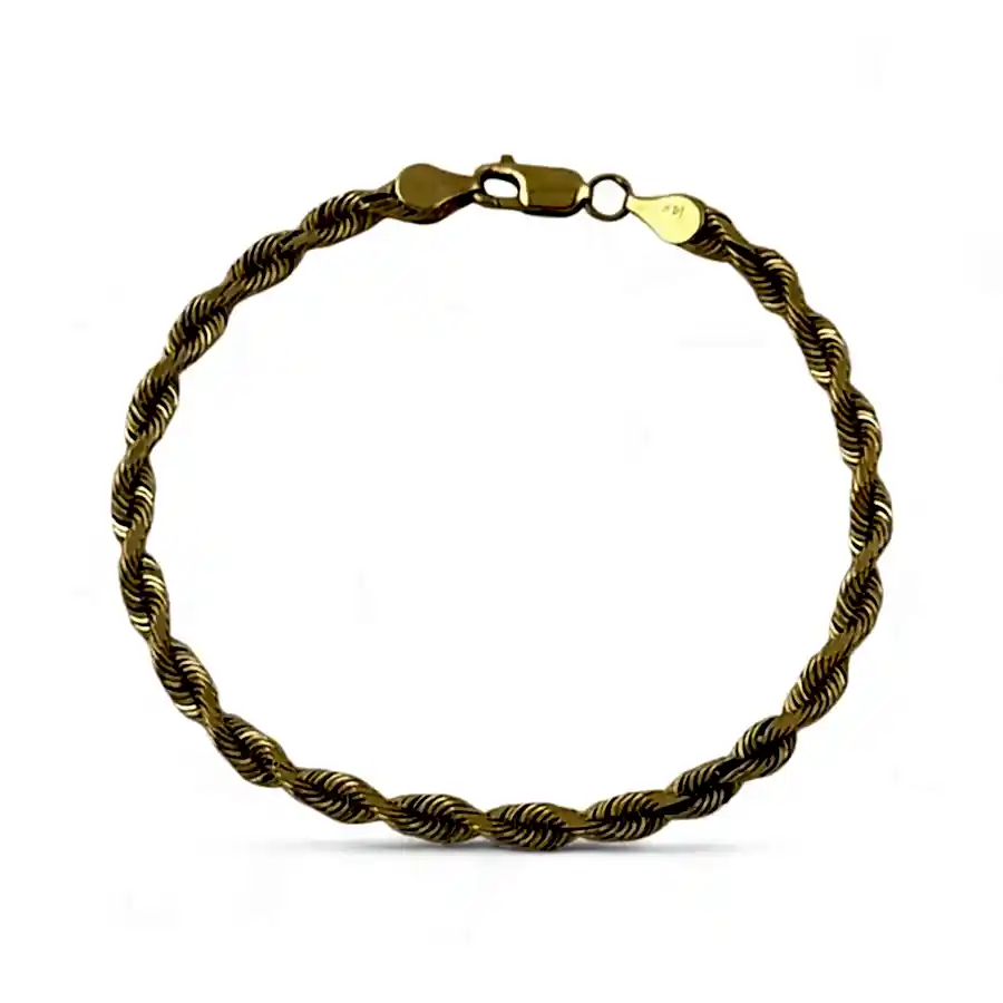 14k Gold x 5mm Rope Chain Bracelet - Kingdom Jewelry