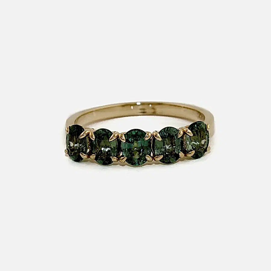 14K Gold x Ocean Teal Sapphire Band - Kingdom Jewelry