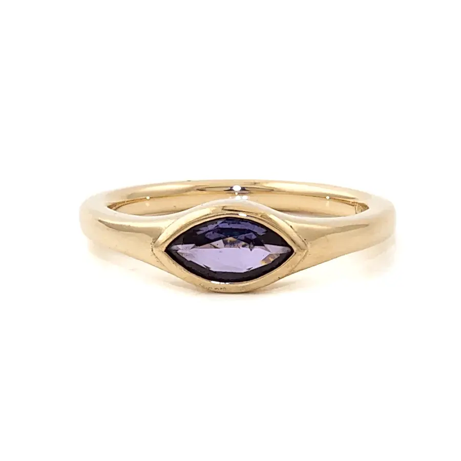 14k Gold x Purple Marquise Sapphire Solitaire - Kingdom Jewelry