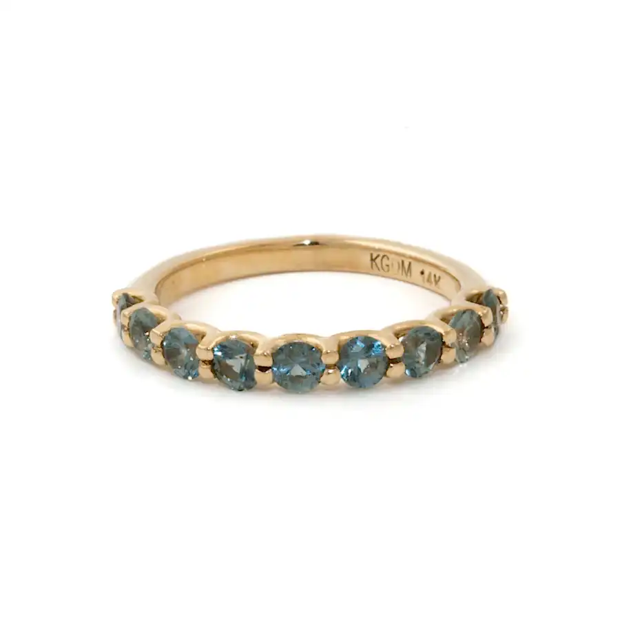 14k Gold x Round Brilliant - Cut Sapphire Half - Eternity Nonet - Kingdom Jewelry