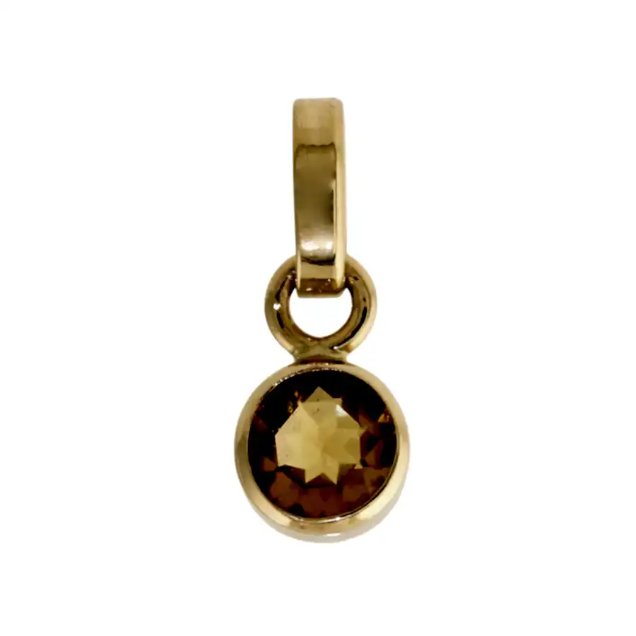 14k Gold x Round Citrine Cylinder Pendant - Kingdom Jewelry
