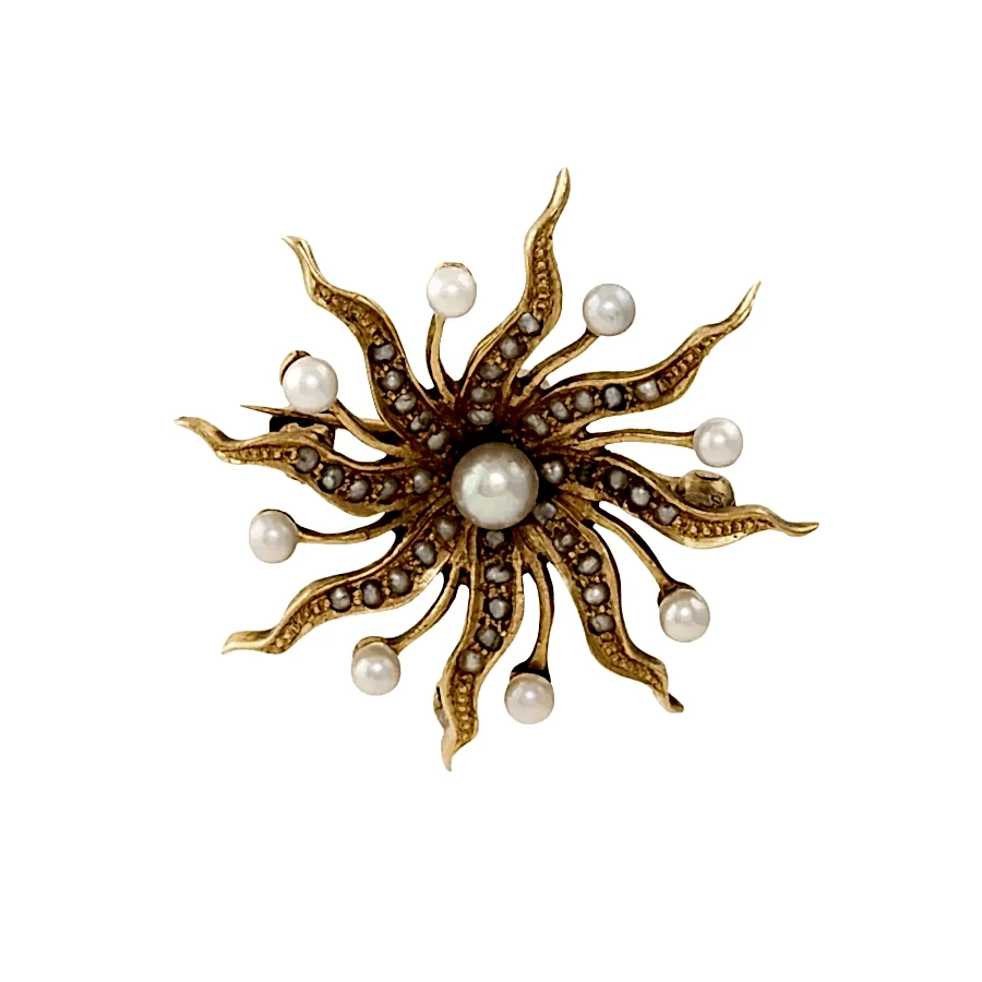 14k Gold x Star Seed Pearl Hybrid Brooch - Kingdom Jewelry