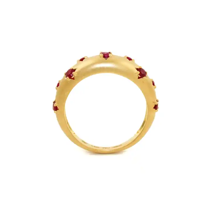 14k Matte Gold x 5mm Red Ruby Star Bombe Band - Kingdom Jewelry