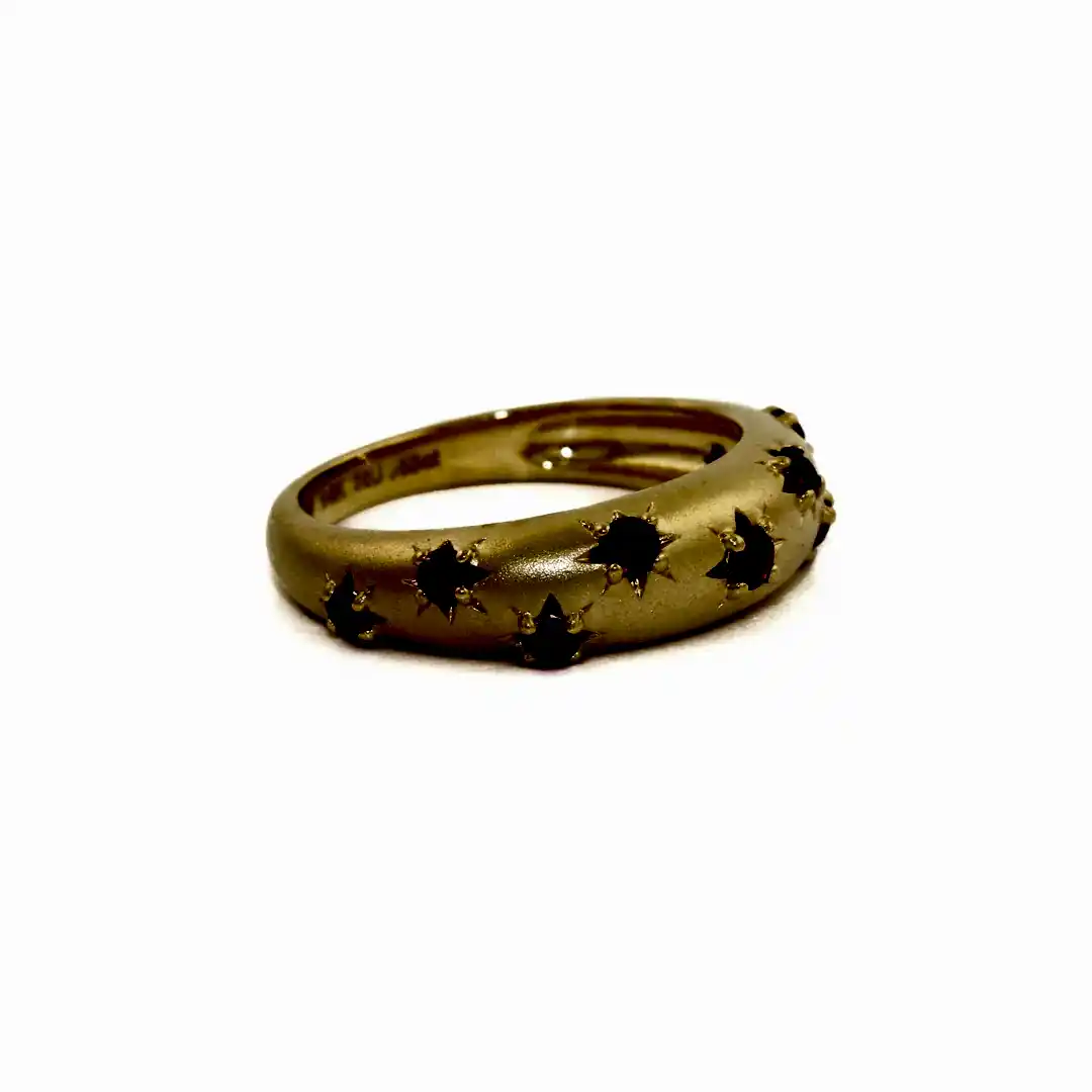 14k Matte Gold x 5mm Red Ruby Star Bombe Band - Kingdom Jewelry