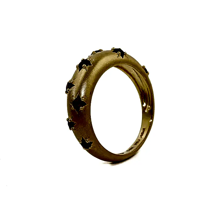 14k Matte Gold x 5mm Red Ruby Star Bombe Band - Kingdom Jewelry
