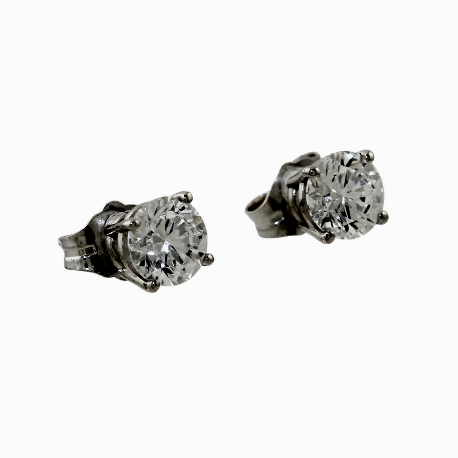 14k White Gold x 5mm Round 1.02 ct Lab Diamond Studs - Kingdom Jewelry