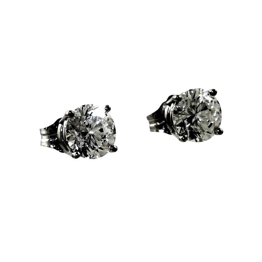 14k White Gold x 7mm Round 1.50 ct Lab Diamond Studs - Kingdom Jewelry