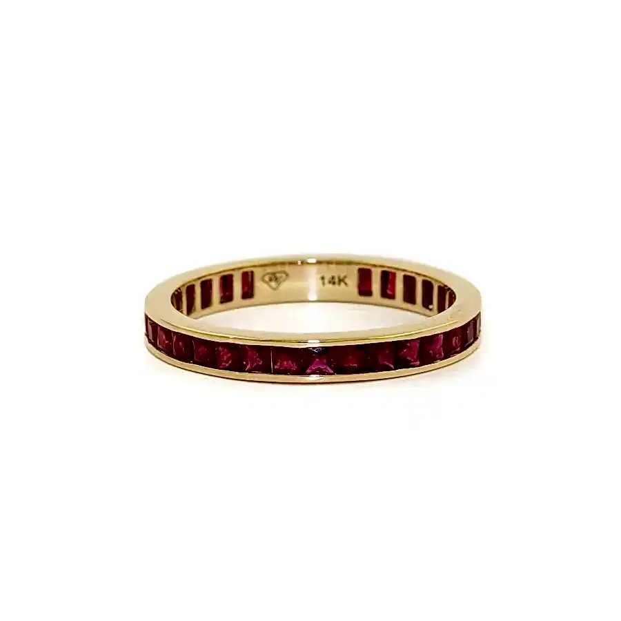 14k x 1mm Ruby Channel - Set Eternity Band - Kingdom Jewelry