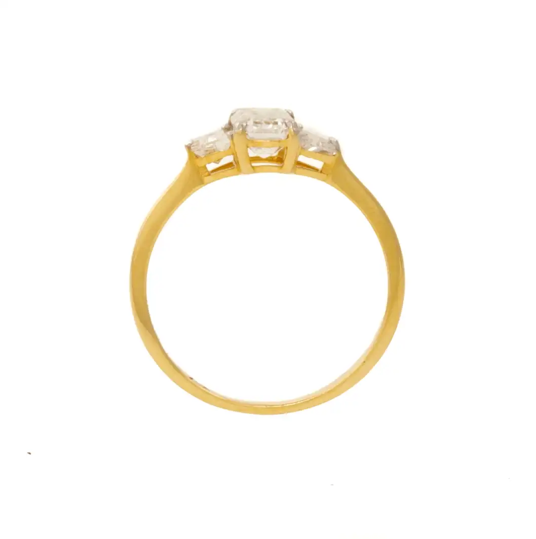 14K Yellow Gold 3 stone Emerald Cut Rectangle - Kingdom Jewelry