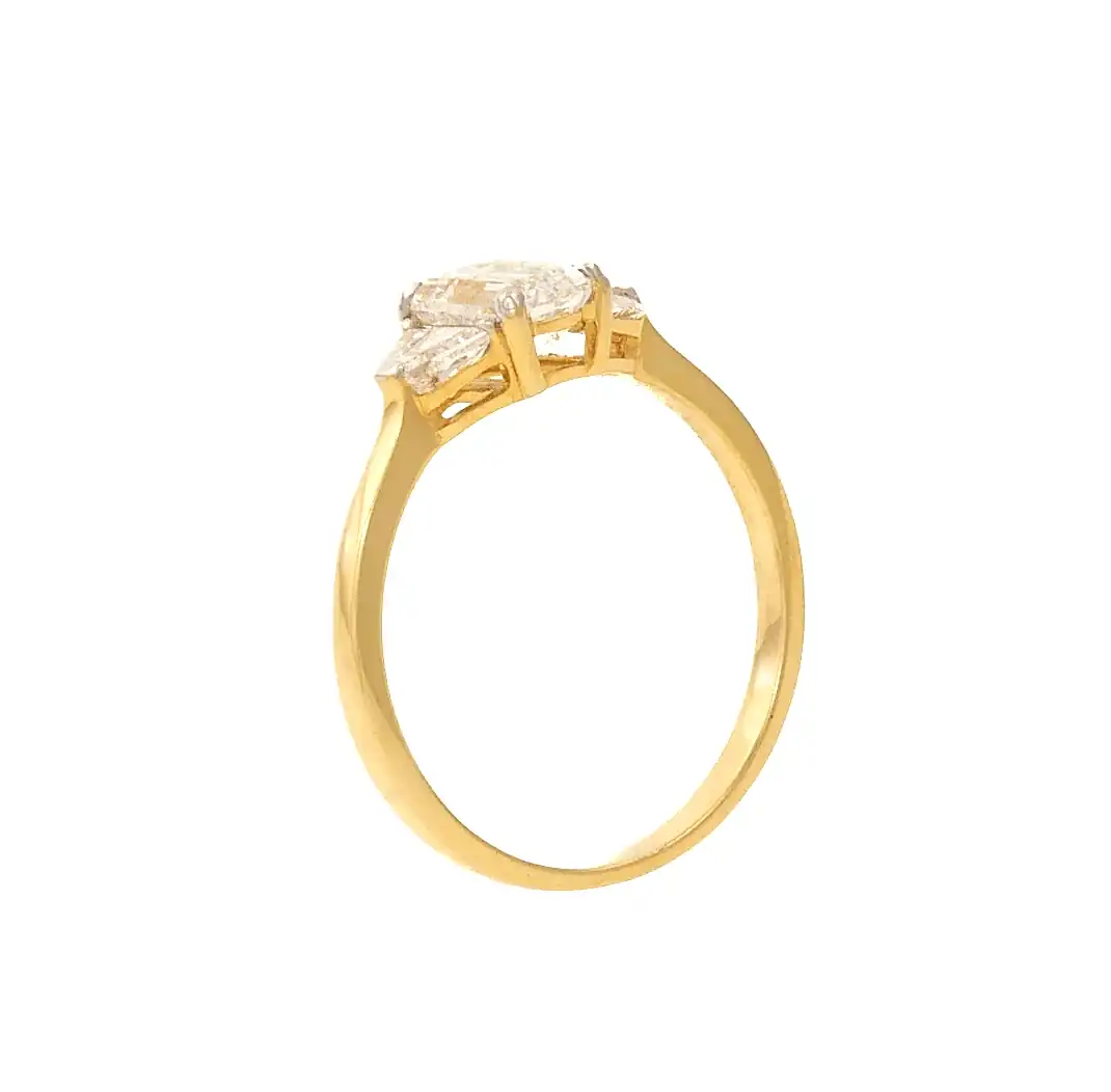 14K Yellow Gold 3 stone Emerald Cut Rectangle - Kingdom Jewelry
