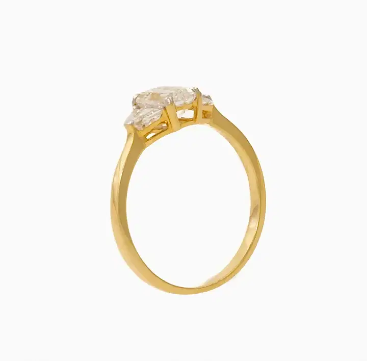 14K Yellow Gold 3 stone Emerald Cut Rectangle - Kingdom Jewelry