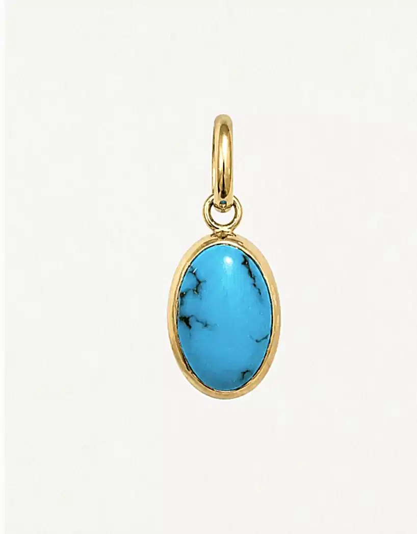 14K Yellow Gold Handmade Turquoise Pendant - Kingdom Jewelry