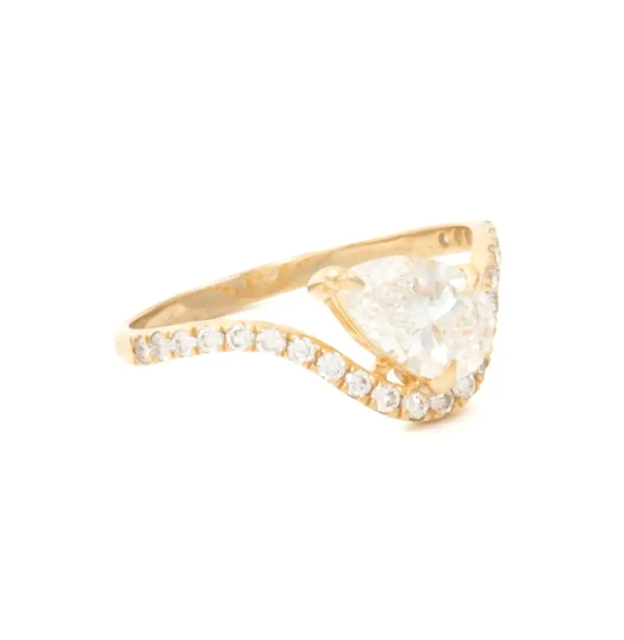 14k yellow gold pear lab diamond - Kingdom Jewelry