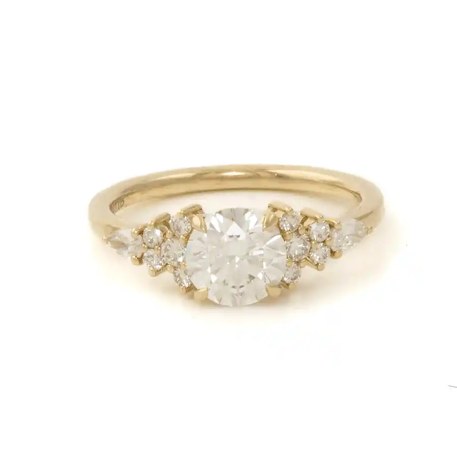 14K Yellow Gold Round lab grown diamond Ring - Kingdom Jewelry