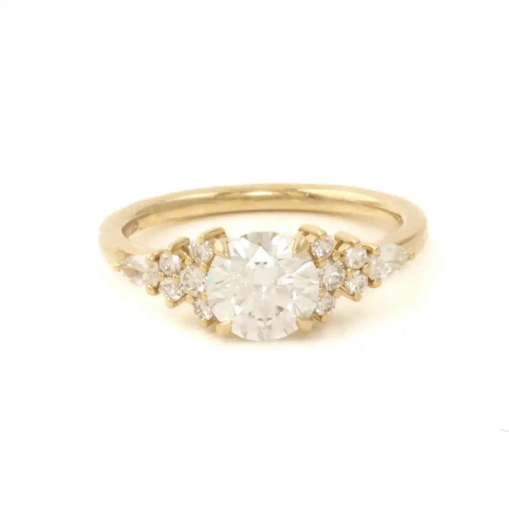 14K Yellow Gold Round lab grown diamond Ring - Kingdom Jewelry