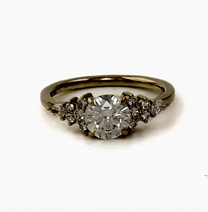 14K Yellow Gold Round lab grown diamond Ring - Kingdom Jewelry