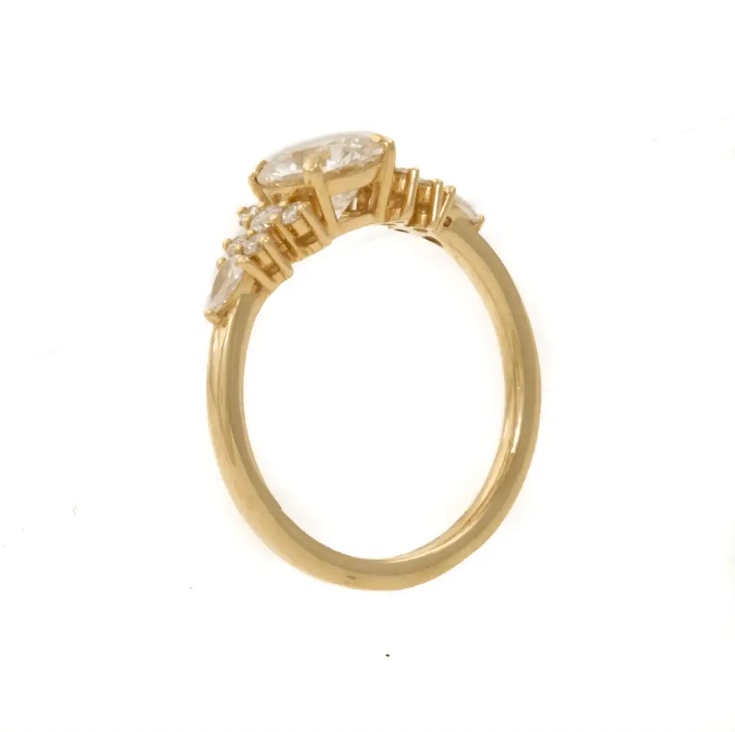 14K Yellow Gold Round lab grown diamond Ring - Kingdom Jewelry