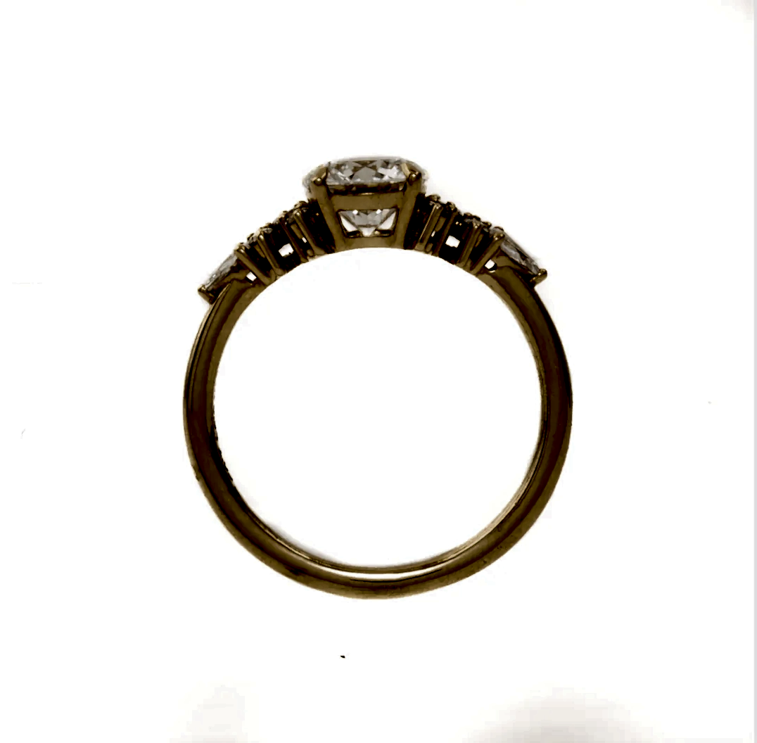 14K Yellow Gold Round lab grown diamond Ring - Kingdom Jewelry