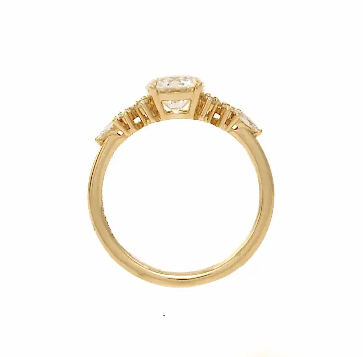 14K Yellow Gold Round lab grown diamond Ring - Kingdom Jewelry