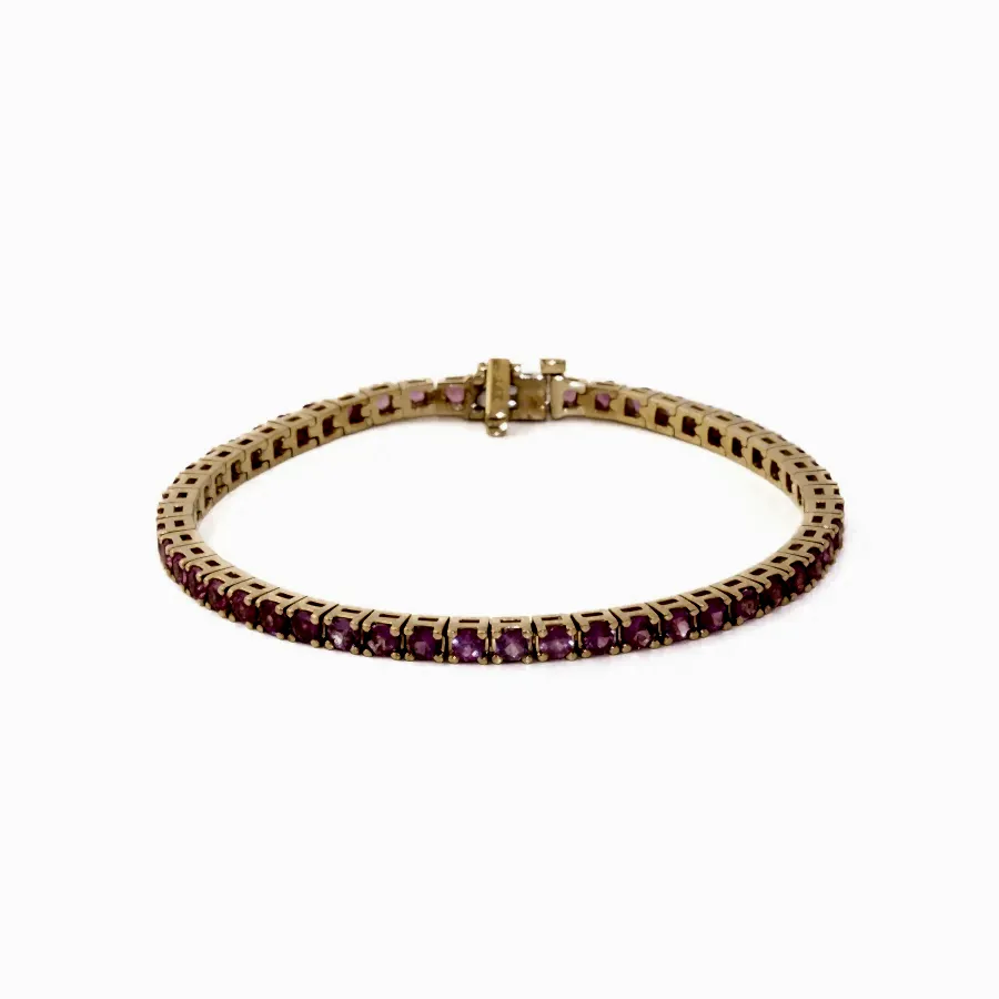 14k Yellow Gold x 3mm 6.5ct Brilliant-Cut Pink Sapphire Tennis Bracelet - Kingdom Jewelry
