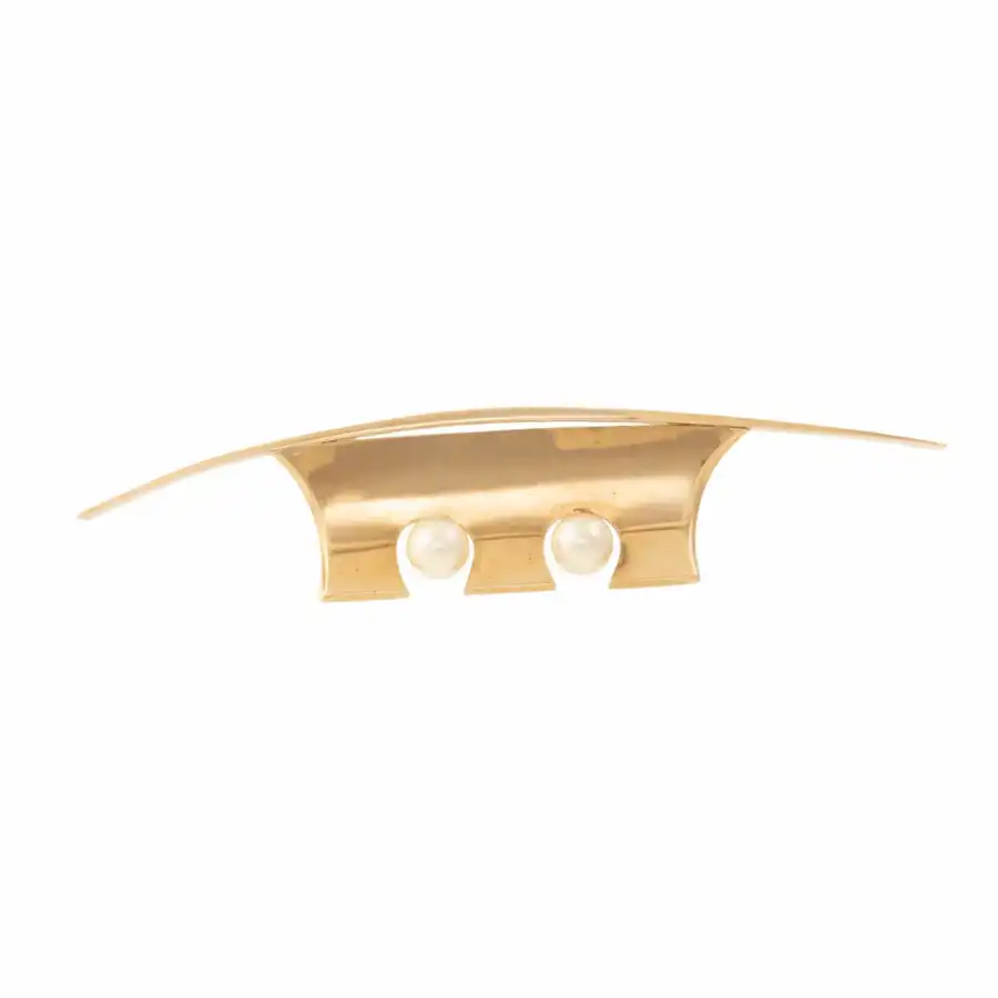 14k Yellow Gold x Abstract Pearl Brooch - Kingdom Jewelry