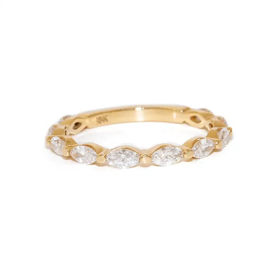 18k Gold x 0.78ctw E VS1 Marquise Lab Diamond Semi - Eternity Band - Kingdom Jewelry