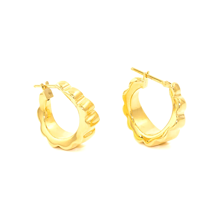 18k Gold x 18mm Ripple Puff Hoops - Kingdom Jewelry