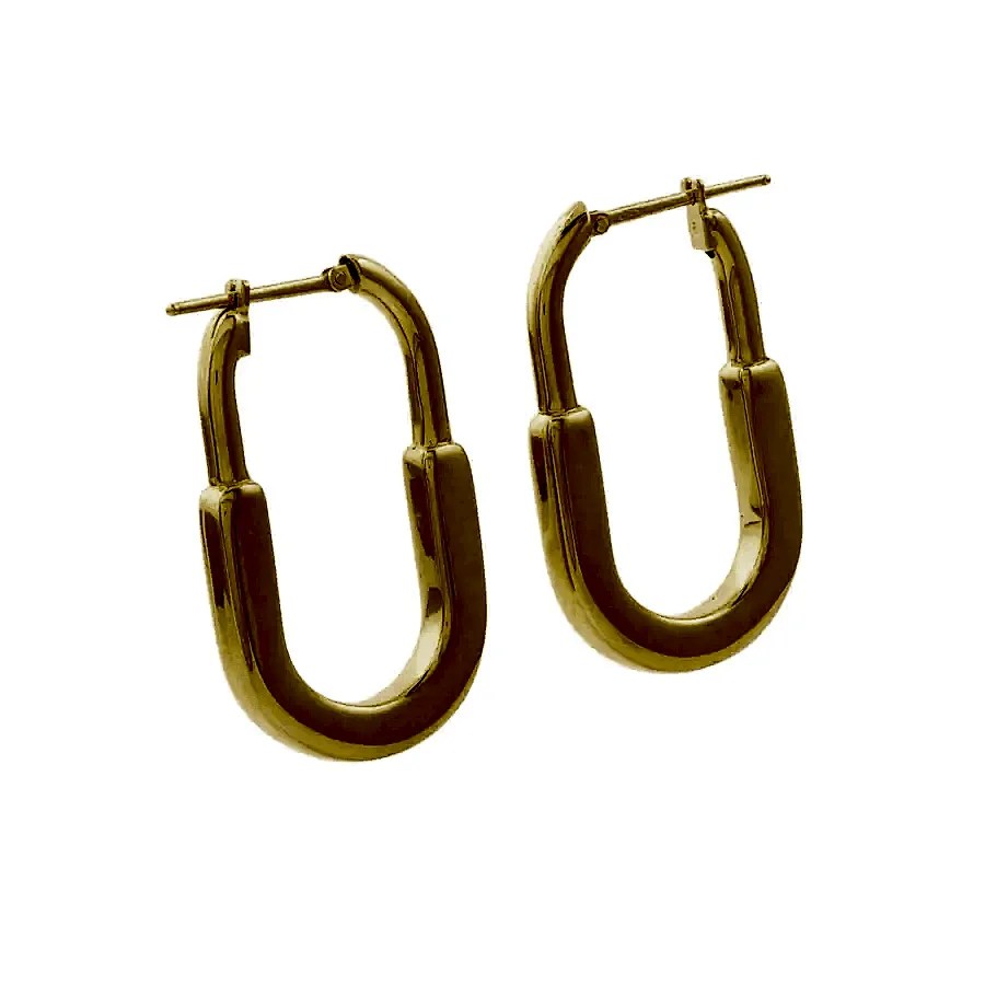 18k Gold x 19mm U - Lock Puff Hoops - Kingdom Jewelry