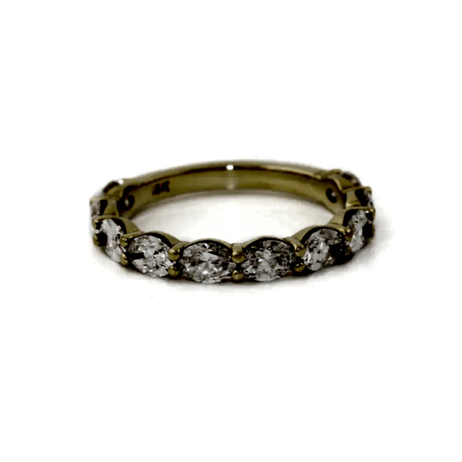18k Gold x 3mm 1.79ct Oval - Cut Lab Diamond Semi - Eternity Engagement Band - Kingdom Jewelry