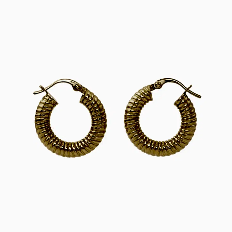 18k Gold x 4mm Puff Coil Tube Hoops - Kingdom Jewelry
