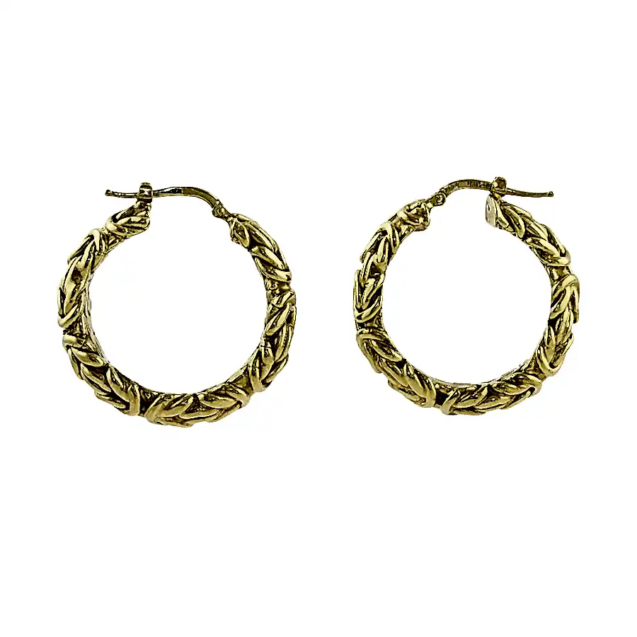 18k Gold x 7mm Byzantine Rope Hoops - Kingdom Jewelry