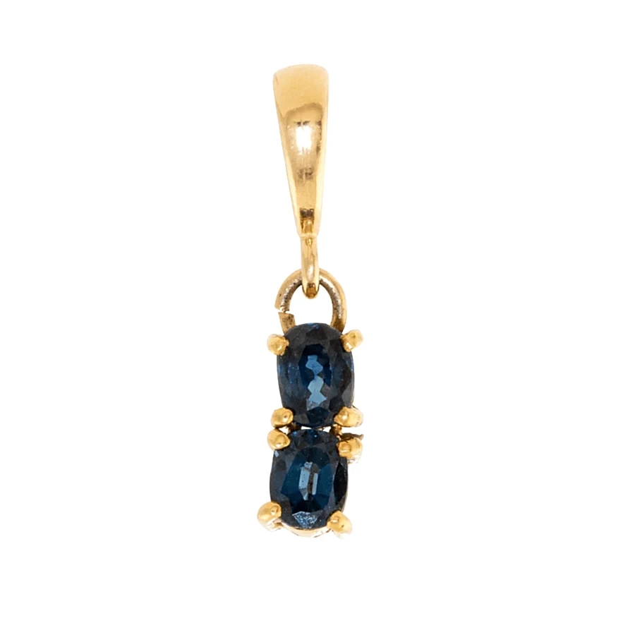 18k Gold x Double Cushion - Cut Midnight Blue Sapphire Pendant - Kingdom Jewelry