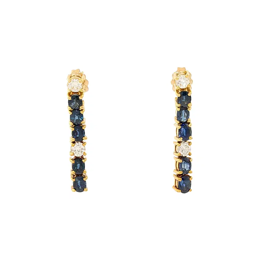 18k Gold x Midnight Blue Sapphire & Diamond Drop Earrings - Kingdom Jewelry