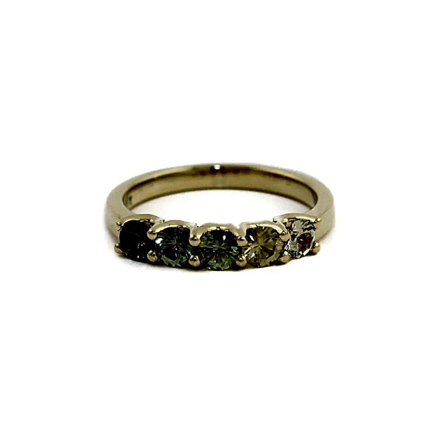 18K Green Ombre Sapphire Band - Kingdom Jewelry