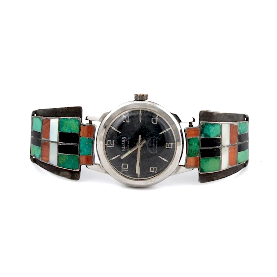 Hilton X Inlay Zuni Watch - Kingdom Jewelry