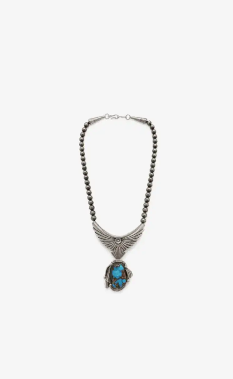 SILVER NAVAJO TURQUOISE ANTIQUE NECKLACE - Kingdom Jewelry