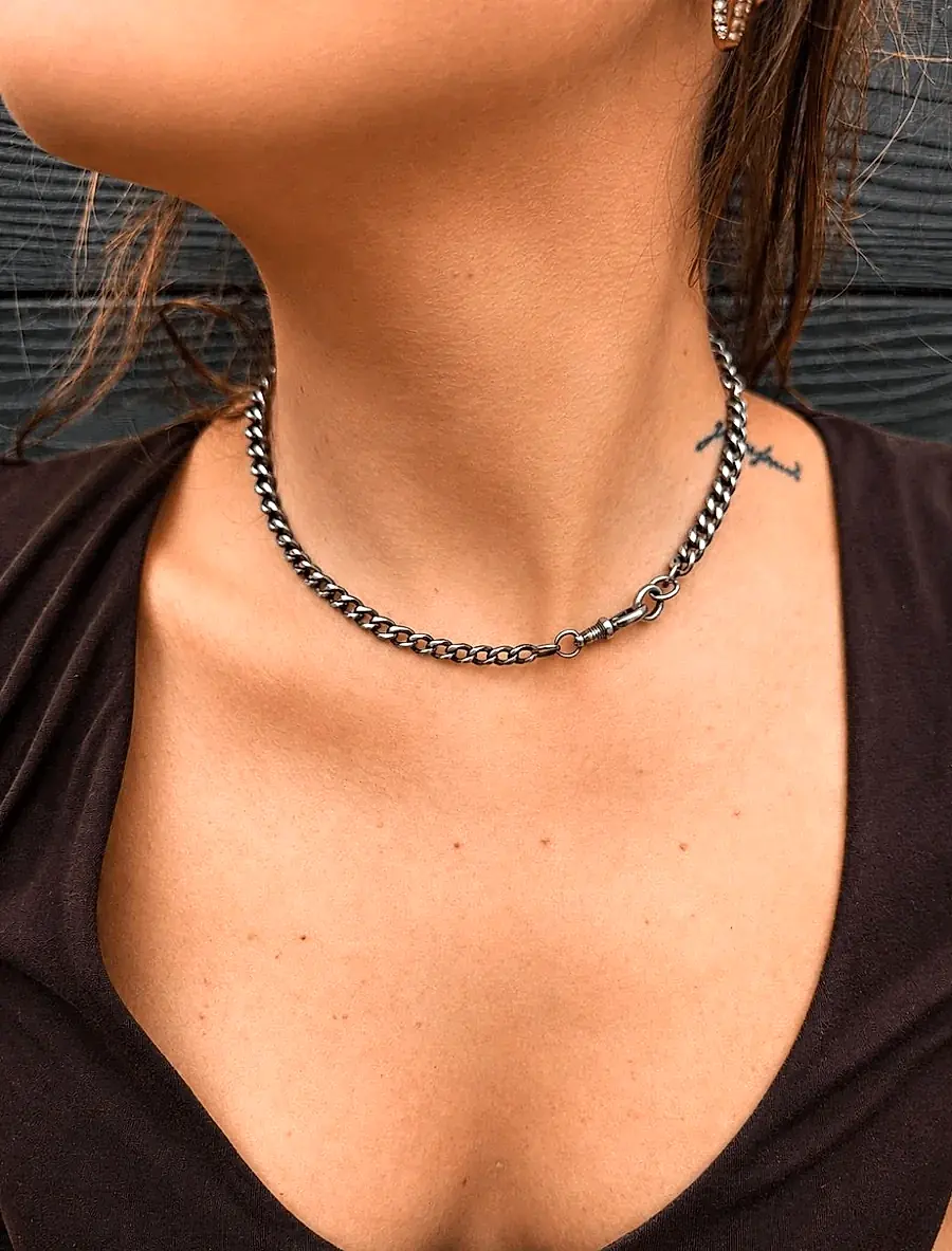 Silver x Antique 1920's 5mm Pocket Watch Chain - Kingdom Jewelry
