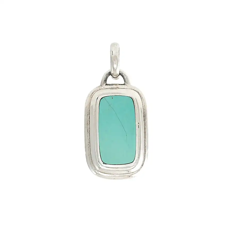 Silver x Bevelled Round Rectangular Pendant - Kingdom Jewelry
